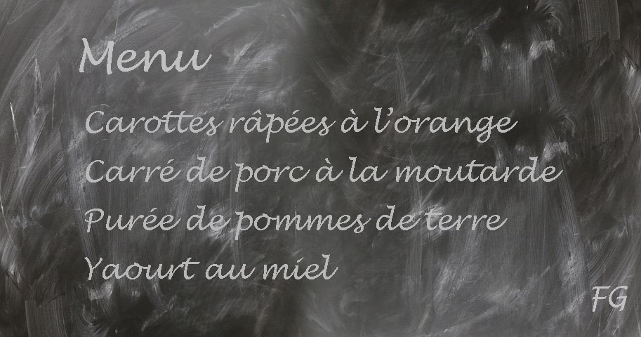Idée de menu avec le carré de porc