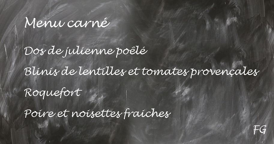 Idée de menu carné avec les blinis de lentilles